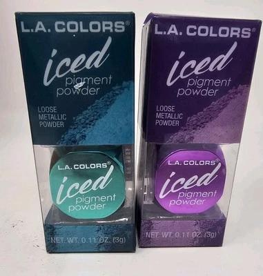 L.A. Colors Iced Pigment Powder Eyeshadow Lot of 2 Glam & Twinkle NEW - Image 1 of 4