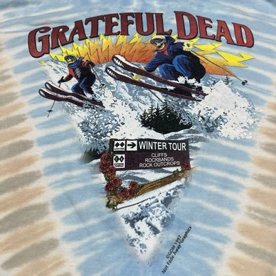 Vintage Grateful Dead  T-Shirt Tie Dye Skulls Skiing Size S/M - Image 1 of 4