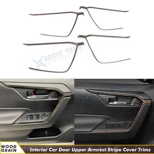For Toyota RAV4 2019-2025 Wood Pattern Door Upper Armrest Strip Overlay Trim 4X - Picture 1 of 10