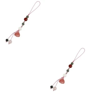 2 Pcs Jade Lotus Kissen Schlüsselanhänger-Charm Telefon -Anhängergurt - Zdjęcie 1 z 12