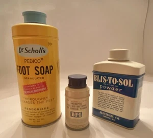 3 Vintage 1950s/60s MEDICINE TINS-Dr. Scholl's-Blis to Sol-B F I-METAL TIN LITHO - Picture 1 of 6