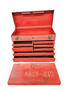 Stack On 7 Drawer Tool Box Storage Case Metal Box Handheld Carry on Red USA - Picture 1 of 17