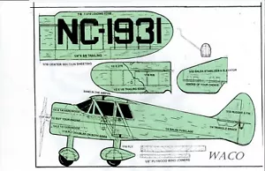 018 Waco "N" Bi-Plane 1/2 A .049 nur Plan. 17" Flügel - Bild 1 von 1