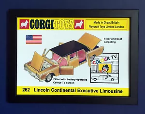 Corgi Toys 262 Lincoln Continental Vintage 1968 A4 Size Framed Poster Shop Sign - Picture 1 of 2