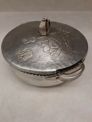 Hand Wrought Creations by Rodney Kent Hammered Aluminum Covered Glass Dish Tulip - Image 1 of 4