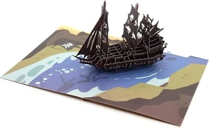 Tarjeta emergente Flying Dutchman 3D, tarjeta de felicitación de cumpleaños de barco pirata hecha a mano - Imagen 1 de 6