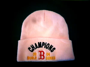 MLB 2004 CHAMPIONS WORLD SERIES BOSTON RED SOX TEAM PINK KNIT KNITTED BEANIE HAT - Picture 1 of 2