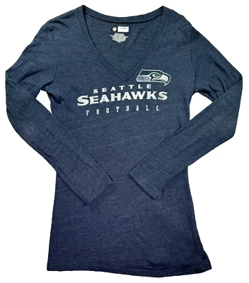 Camisa Seattle Seahawks Mujer Grande Azul NFL Fútbol Cuello en V Puerta Trasera Brezo Foto 1 de 4