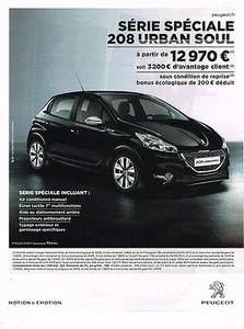 PUBLICITE ADVERTISING 094  2013  PEUGEOT  208 URBAN SOUL - Imagen 1 de 1