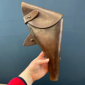 FUNDA DE CUERO REVÓLVER .455 ANTIGUA 1917 PRIMERA GUERRA MUNDIAL EJÉRCITO BRITÁNICO CON MARCA DE FABRICANTE - Imagen 1 de 10