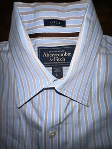 Abercrombie & Fitch Men's Muscle Long Sleeve Button Front Shirt Size Large LG L - Picture 1 of 5