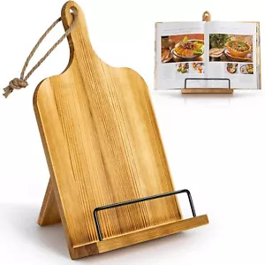 PUERSI Cookbook Stand for Kitchen, Recipe Book Holder for Kitchen Counter, Woode - Picture 1 of 6