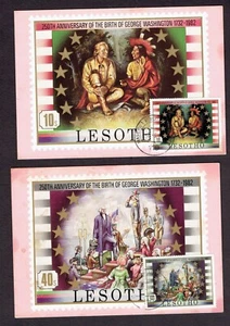 Lesotho 1982 George Washington postcards with identical stamps - Picture 1 of 1