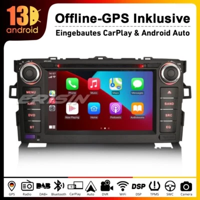 64GB CarPlay Autoradio Android 14 DVD GPS Bluetooth WiFi DAB+ für Toyota Auris - Bild 1 von 4