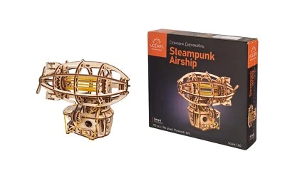 UGEARS Mini Steampunk-Luftschiff Flugzeug Zeppelin Puzzle Bausatz Modellbau 3D