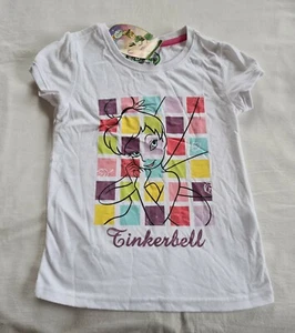 Disney Fairies Tinkerbell Girls White Printed Short Sleeve T Shirt Size 6 New - Picture 1 of 4