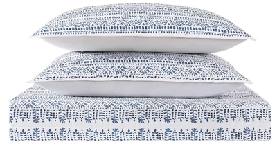 OceanFront Resort Full Queen White & Blue Quilt Set + 2 Pillow Shams Reef Point - Image 1 of 4