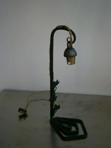 PIED DE LAMPE NOIR ART DECO FER FORGE St BRANDT LUMINAIRE 1930 ANCIEN - Imagen 1 de 8