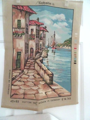 Needlepoint Canvas 45x60 Gobelin L Sea Side Canvas Only 10 Count-Woven Germany - Image 1 of 4