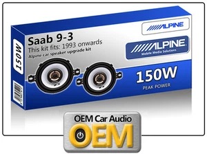 Saab 9.3 Avant Panneau Haut Parleurs Alpine 3.5 " 8.7cm Voiture Kit 150W Max D - Picture 1 of 2