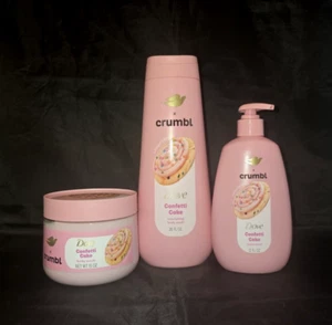 NEW Unused Dove x Crumbl Set Of 3 Confetti Cake Cookie body wash Limited Edition - Picture 1 of 4
