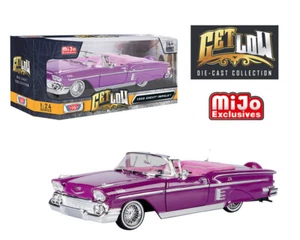 Motormax 1:24 Get Low 1958 Chevrolet Impala Convertible Lowrider Purple - Picture 1 of 1