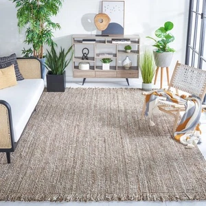 Natural Fiber Collection Area Rug - 9' x 12', Grey & Beige, Handmade Woven Fr... - Picture 1 of 6