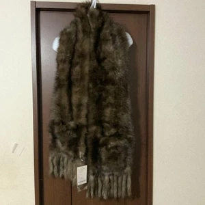 Russian Sable Fur Stole Shawl w/ Pocket Oversized 8"x63" Ash Brown Unused New JP - Picture 1 of 12