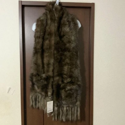 Russian Sable Fur Stole Shawl w/ Pocket Oversized 8"x63" Ash Brown Unused New JP - Image 1 of 4