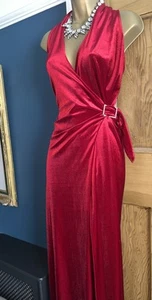 Wallis ❤️Vintage red velvet Wrap Long Midi evening dress ball gown Size 14 Ball - Picture 1 of 13