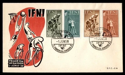 Mayfairstamps Ifni FDC 1958 Baloncesto y Ciclismo Primer Día Cubierta aau_89295 Foto 1 de 2
