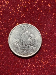QUARTER US COIN KANSAS 1861 2005 D MINT MARK ERROR COIN HORN AND LEG DEFECT - Picture 1 of 2
