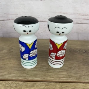 Vintage japanische Porzellan Kokeshi Puppe Salz und Pfefferstreuer Set - Bild 1 von 6