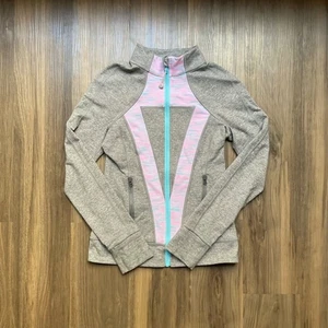 IVIVVA by Lululemon Girls Perfect Your Practice Warm Up Jacket, Gray & Pink, 12 - Picture 1 of 7