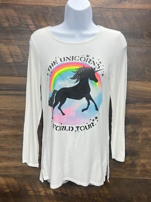 Justice Shirt Size 14 The Unicorns World Tour Long Sleeve Rainbow Sparkly - Изображение 1 из 4