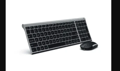 Black Wireless USB Keyboard and Mouse Combo, Jelly Comb KS65 W Batteries & Skin - Image 1 of 4