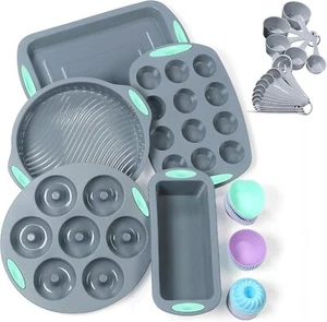 41 Pieces Silicone Baking Pan Set, Silicone Cake Molds, Baking Sheet, Donut Pan - Picture 1 of 9