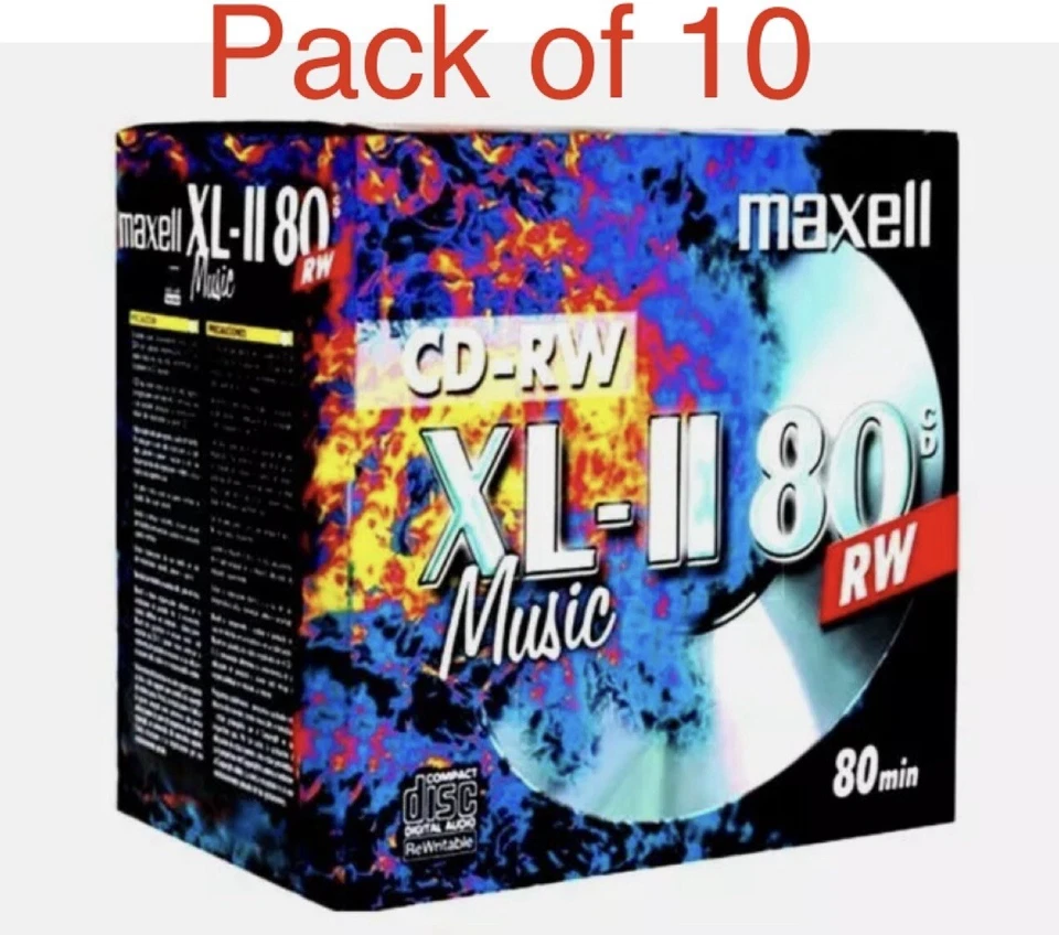 Maxell CD-RW Music XL-II Blank Rewritable Discs 80 Mins 1-4x Speed  Pack 10 - Image 1 of 1