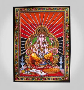 Lord Hindu Ganesha Indian Tapestry Wall Decor Bohemian Hippie God Wall Hanging - Picture 1 of 2