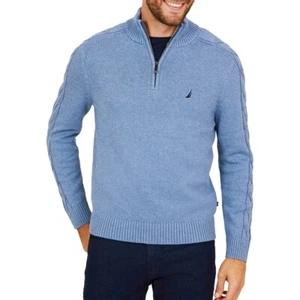 NAUTICA NEW Men's Ribbed Trim 1/4 Zip Sweater TEDO - Picture 1 of 4