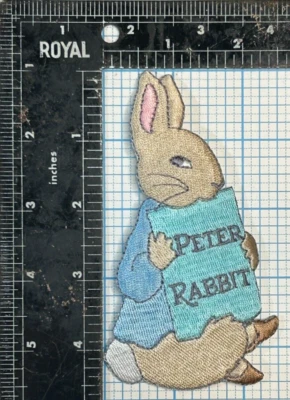 VINTAGE PETER RABBIT BEATRIX POTTER BOOK CHARACTER 4.75" CLOTH IRON ON PATCH - Image 1 of 2