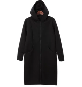 Punk Men's Long Cardigan Hoodie Coats Zip Up Gothic Jacket Casual Trench Hooded - Picture 1 of 5