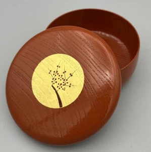 Caja de madera Asobe de laca japonesa Kyoto de 10 cm de ancho 漆器 京都 アソベ - Imagen 1 de 10