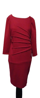 Ivanka Trump Burgandy Long Sleeve Faux Side Zip Stretch Dress Size 6 - Image 1 of 4