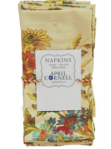 April Cornell WILDFLOWERS Set of 8 NAPKINS French Country Fall Rust Floral - Picture 1 of 2
