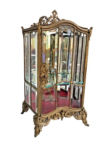 Antique French Figural Table Top Beveled Glass Display Cabinet with One Shelve - Picture 1 of 16
