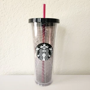 Starbucks Halloween 2019 Silver Glitter Spider Web Cold Cup Tumbler 24 oz - Bild 1 von 4