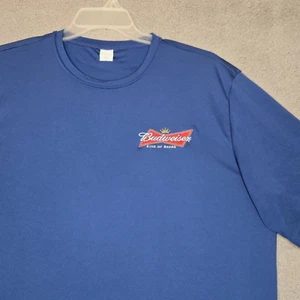 Budweiser King of Beers Embroidered Logo Perfomance T-Shirt Men's XL Tall - Blue - Picture 1 of 10