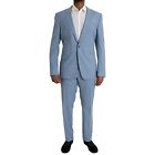 DOLCE & GABBANA Suit Light Blue Polyester MARTINI Formal 2 Piece EU54/US44/XL
