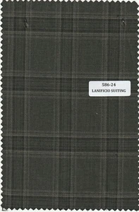 Green Suiting fabric windowpane box check plaid wool suit pants jacket 5 YARDS - Picture 1 of 1